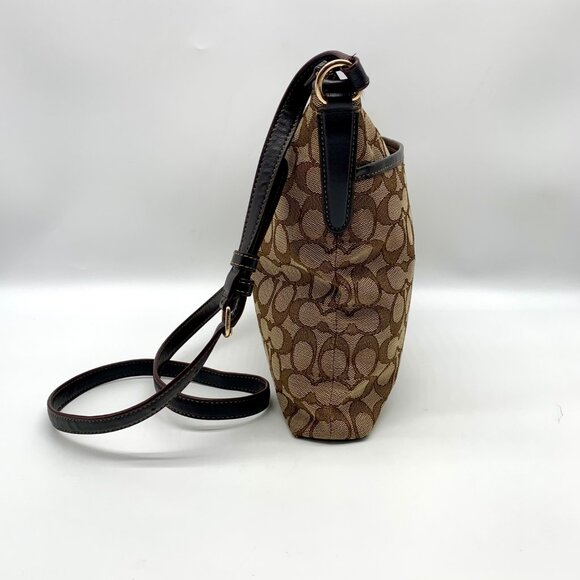 Coach Signature Khaki Canvas File Crossbody Bag F58285 w/ Wristlet - Picture 3 of 12